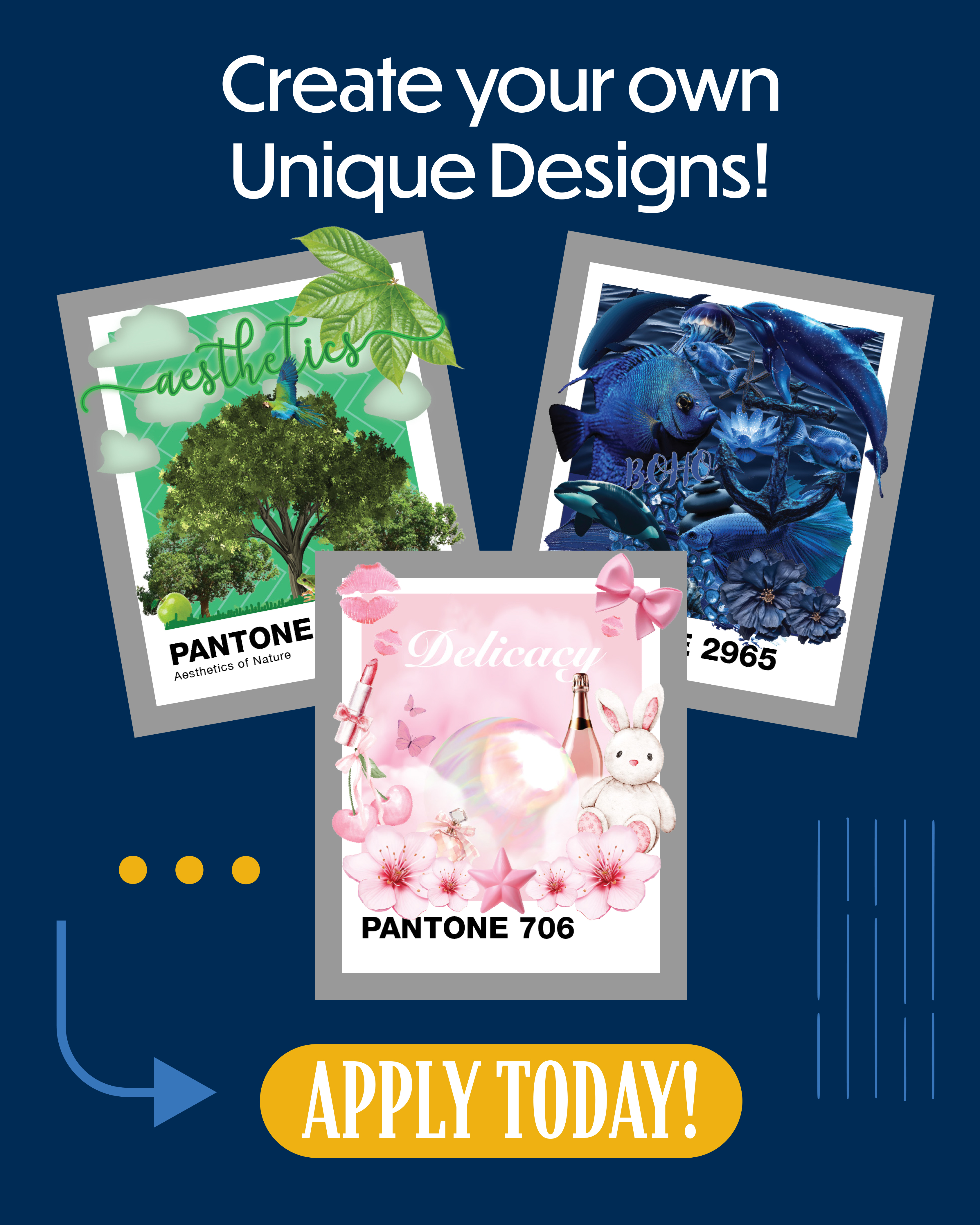 Social media post of some pantone projects that students made